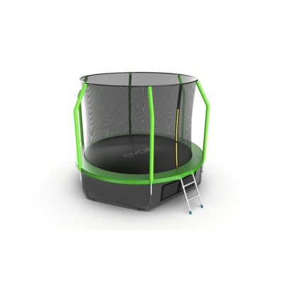 Батут EVO JUMP Cosmo 10ft (Green) + Lower net с внутренней и нижней сеткой и лестницей (фото, вид 2)