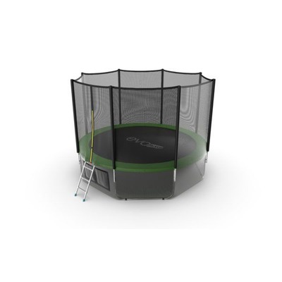 Батут EVO JUMP External 12ft (Green) + Lower net с внешней и нижней сеткой и лестницей (фото, вид 1)