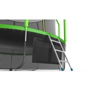 Батут EVO JUMP Cosmo 12ft (Green) + Lower net с внутренней и нижней сеткой и лестницей (фото, вид 1)