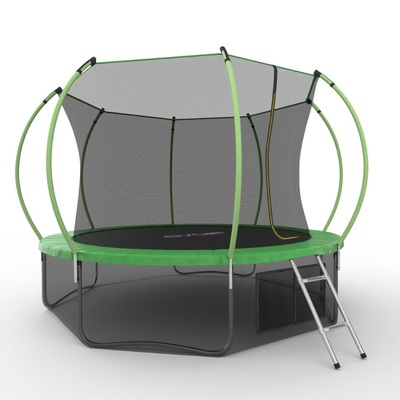 Батут EVO JUMP Internal 12ft (Green) + Lower net с внутренней и нижней сеткой и лестницей (фото, вид 1)