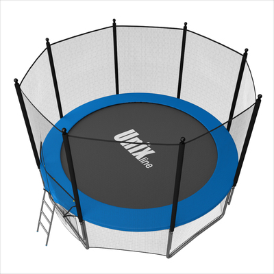 Батут с сеткой и лестницей Unix 6 ft (183м). Внешняя сетка. BLUE. (вид 1) Батут с сеткой и лестницей Unix 6 ft (183м). Внешняя сетка. BLUE. (фото, вид 1)