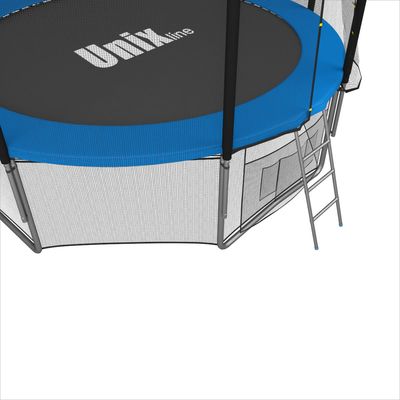 Батут с сеткой и лестницей Unix 6 ft (183м). Внешняя сетка. BLUE. (вид 3) Батут с сеткой и лестницей Unix 6 ft (183м). Внешняя сетка. BLUE. (фото, вид 3)