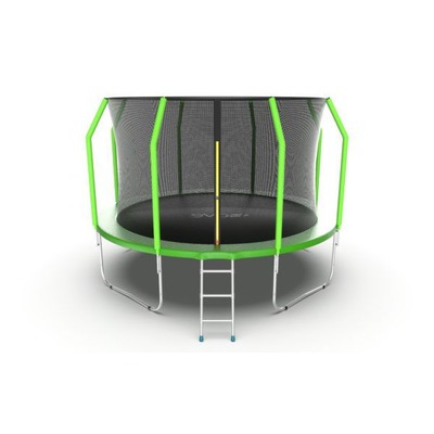 Батут EVO JUMP Cosmo 12ft (Green) с внутренней сеткой и лестницей (фото)