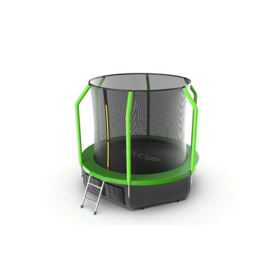 Батут EVO JUMP Cosmo 8ft (Green) + Lower net с внутренней сеткой и лестницей (фото)