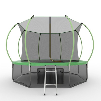 Батут EVO JUMP Internal 12ft (Green) + Lower net с внутренней и нижней сеткой и лестницей (фото)