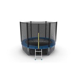 Батут EVO JUMP External 8ft (Blue) + Lower net с внешней и нижней сеткой и лестницей