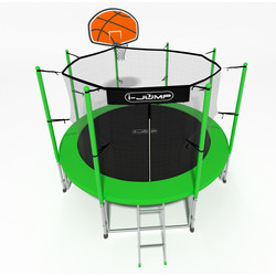 Батут с сеткой и лестницей i-JUMP Basket 12ft (3,66м) green